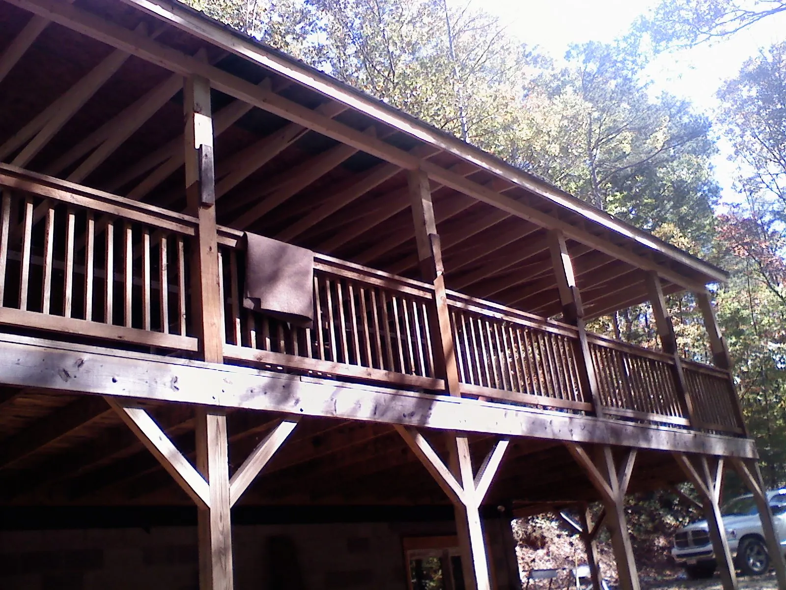Timber framing under a new elevated porch and deck — Roof Leak Repair in Stayton by Roofing Brothers